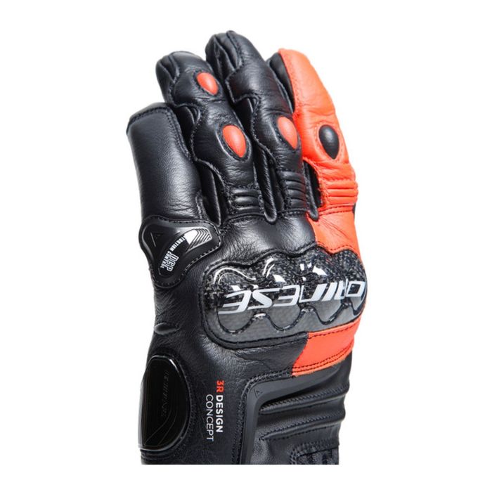 Guanti In Pelle Dainese Carbon 4 Corti Black/fluo-red