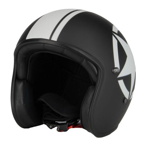 Casco de concha pequeña homologado Premier Le Petit Star negro mate