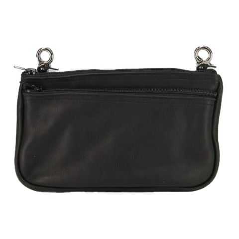 Soft leather leg bag with black carabiners