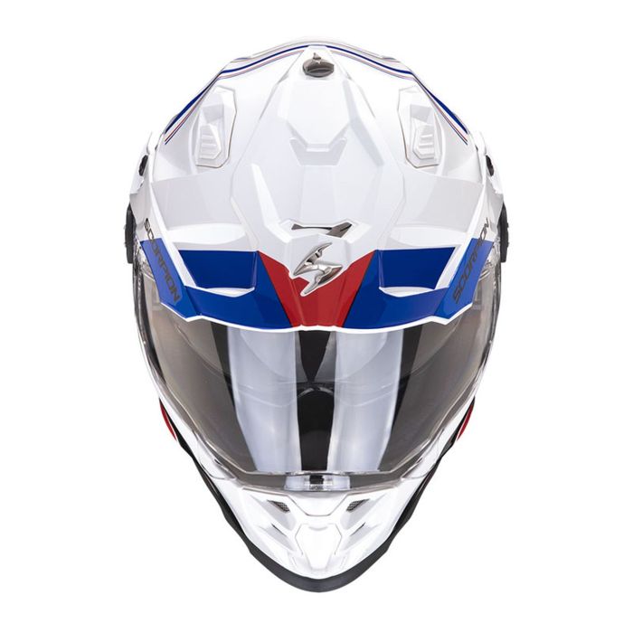 Casco Integrale Adventure Scorpion Adf-9000 Air Desert White-blue-red