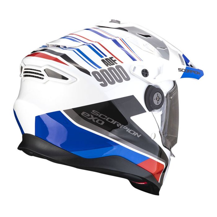 Casco Integrale Adventure Scorpion Adf-9000 Air Desert White-blue-red