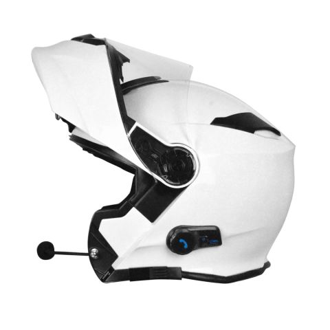 Casque modulaire Delta Solid E06 White Gloss avec Bluetooth Origine