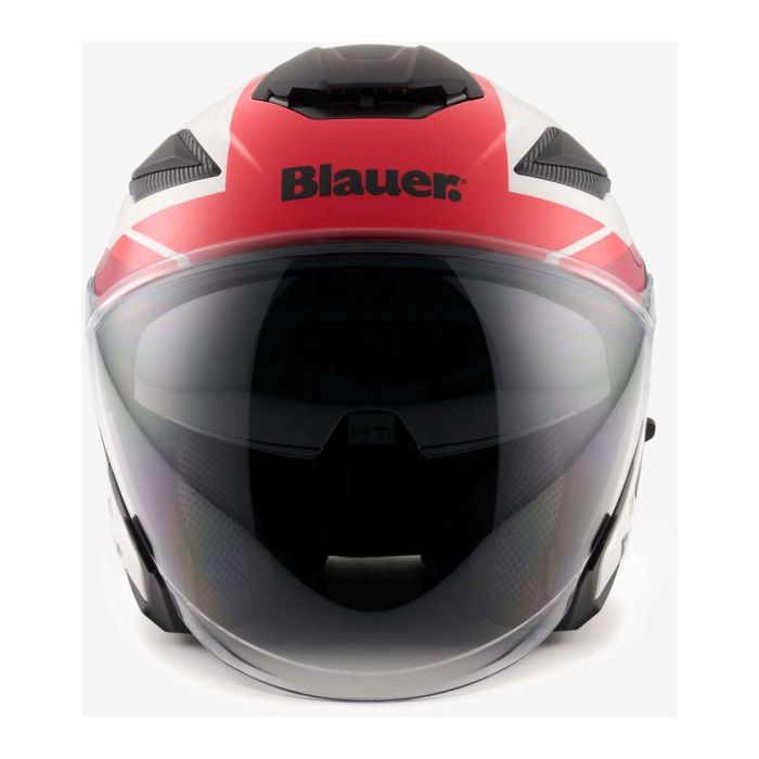 Casco Blauer Jet Jj01 Glossy White/red