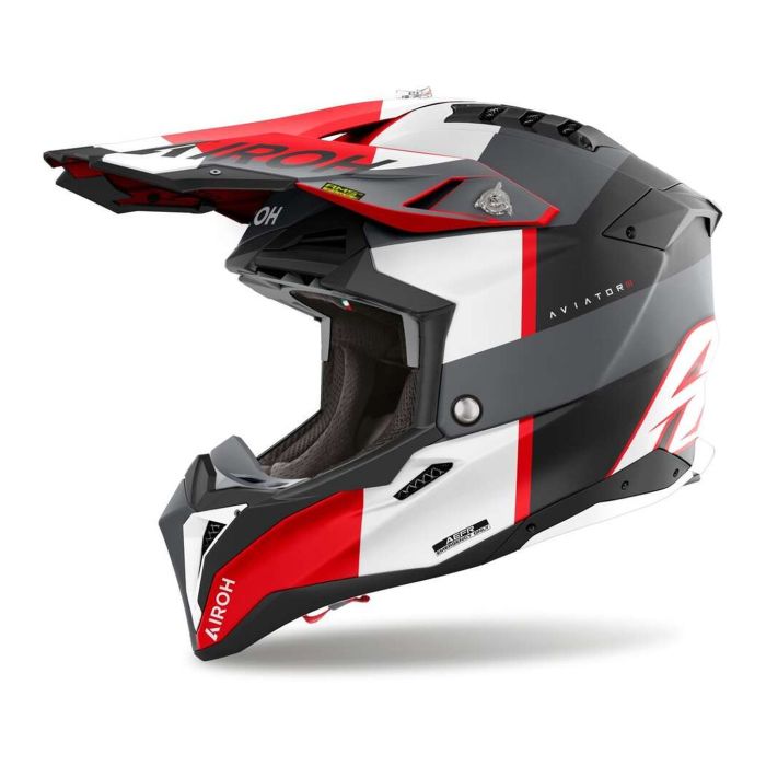 Casco Airoh Aviator 3 Monarch Grey/red Matt