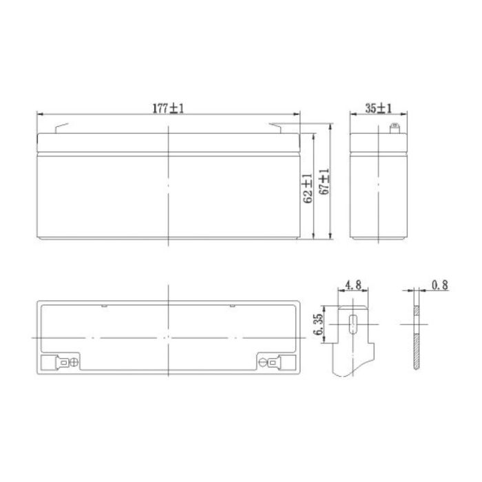 Batteria Al Piombo Ricaricabile AGM Per Servizi 12v 2,3ah