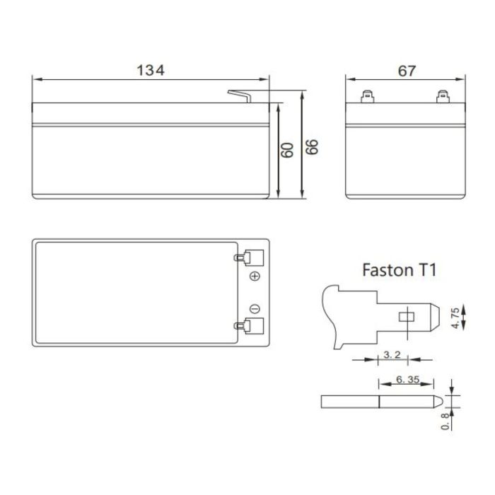 Batteria Al Piombo Ricaricabile AGM Per Servizi 12v 3,3ah
