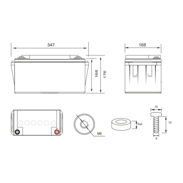 Batteria Al Piombo Ricaricabile AGM Per Servizi 12v 65ah