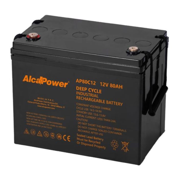 Batteria Al Piombo Ricaricabile AGM CICLICA Per Servizi 12v 80ah