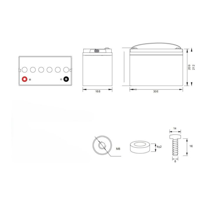 Batteria Al Piombo Ricaricabile AGM CICLICA Per Servizi 12v 100ah