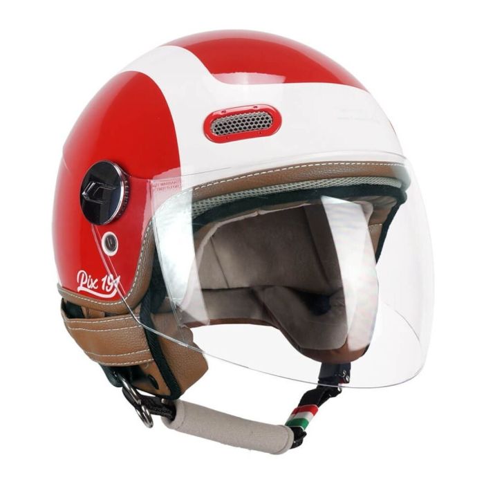 Casco Cgm 191g Pix Sprint Celeste Arancione Op. Visiera Lunga Rosso Bianco