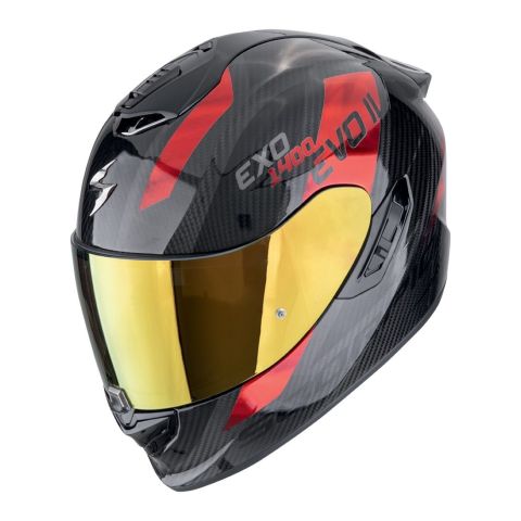 Casco Scorpion Exo-1400 Evo II Carbon Air Platted Nero-rosso