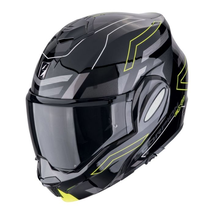 Casco Scorpion Exo-tech Evo Conquer Nero-neon Giallo