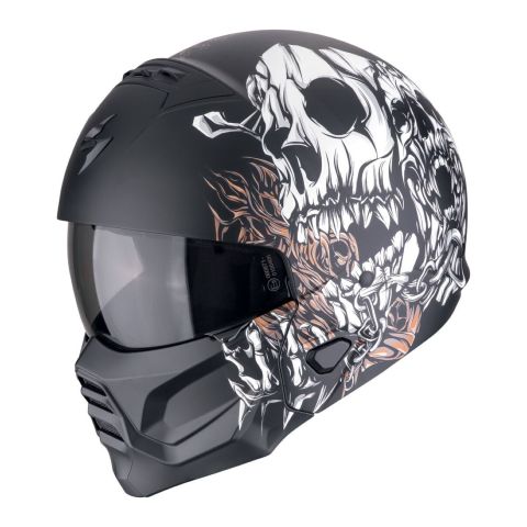 Casco Scorpion Exo-combat Ii Genesis Nero Opaco-bianco-or