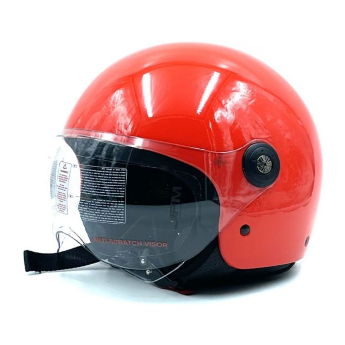 Casco Jfm Demi Jet Monocolore Rosso Lucido