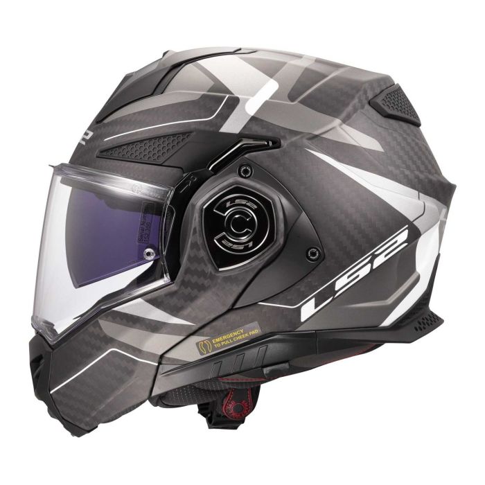 Casco Ribaltabile Ls2 Ff901 Advant X Carbon Horizon Silver Grey