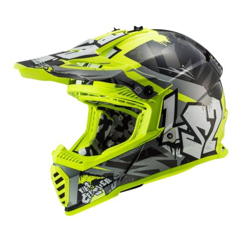 Casco Off Road Ls2 Mx437 Fast II Mini Crusher Black Yellow