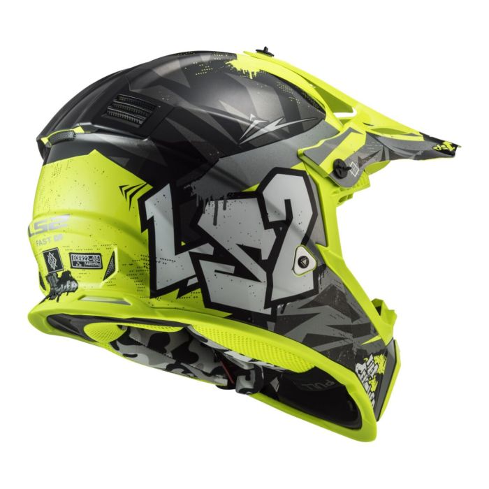 Casco Off Road Ls2 Mx437 Fast II Mini Crusher Black Yellow