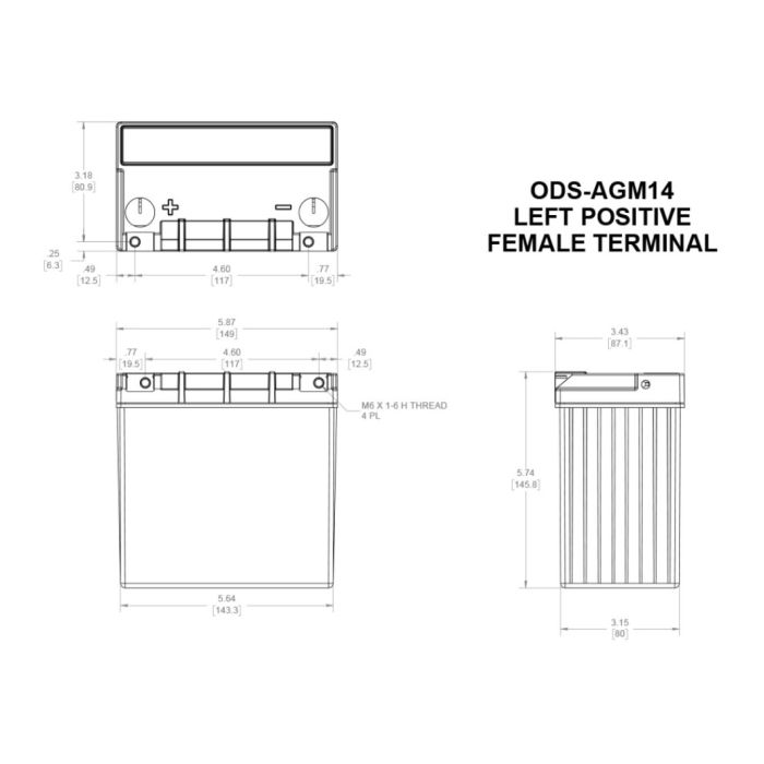 Batteria Odyssey Ods-agm14 Agm Extreme Series 12 Ah.