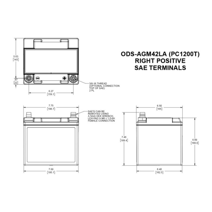 Batteria Odyssey Ods-agm42la (ex Pc1200t) Agm Extreme Series 42 Ah.