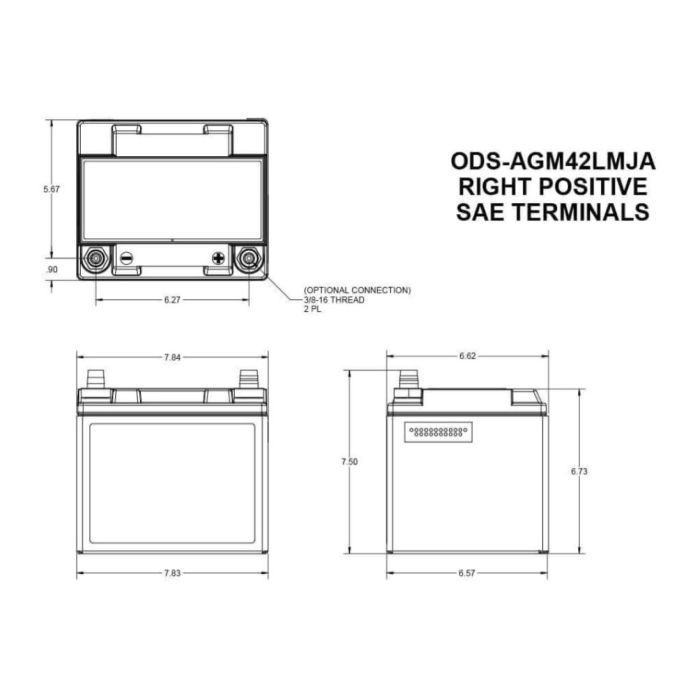 Batteria Odyssey Ods-agm42lmja ( Ex Pc1200mjt) Agm Extreme Series 42 Ah.