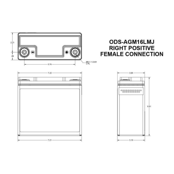 Batteria Odyssey Ods-agm16lmj (ex Pc680mj) Agm Extreme Series 16 Ah.