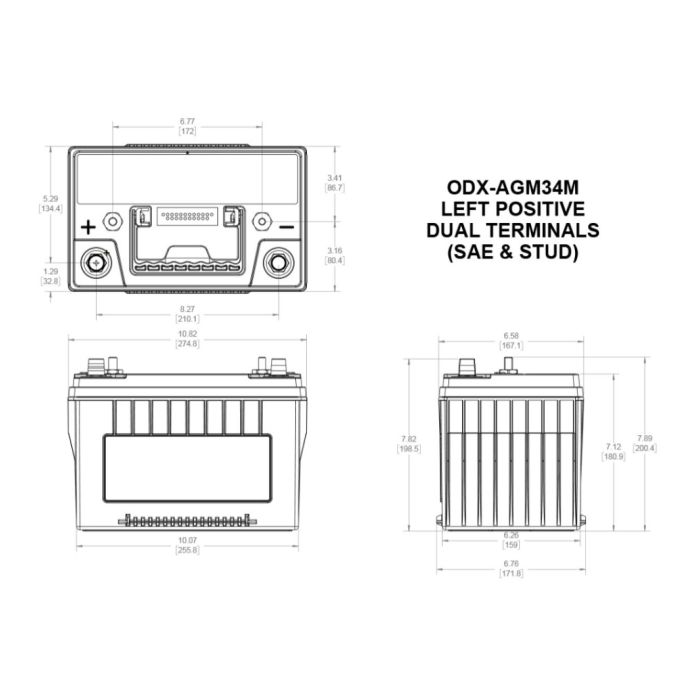 Batteria Odyssey Odx-agm34m (ex 34m-pc1500) Agm Nautica E Diporto 68 Ah.