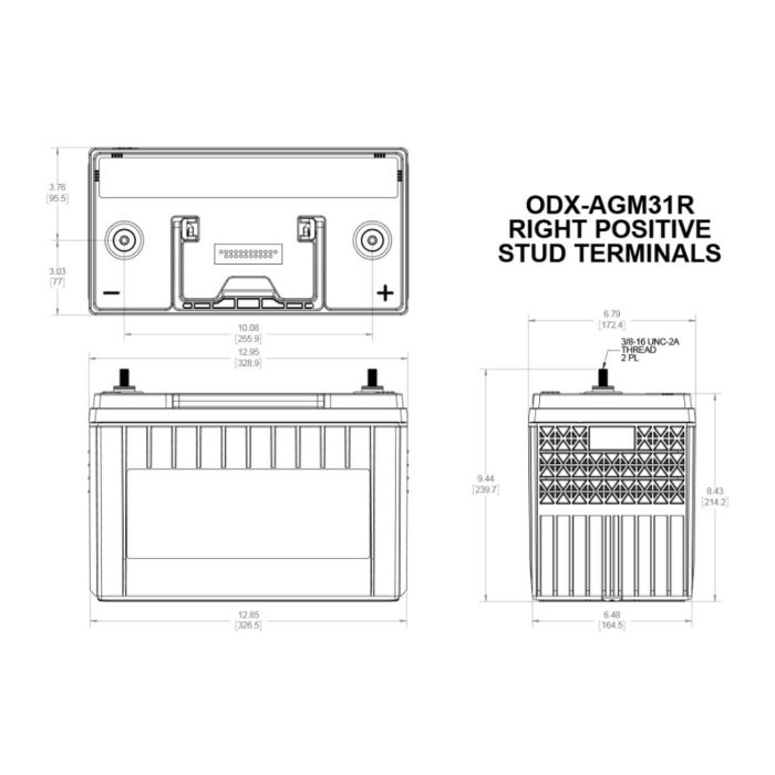 Batteria Odyssey Odx-agm31r (ex 31r-pc2150s) Agm Extreme Series 100 Ah.
