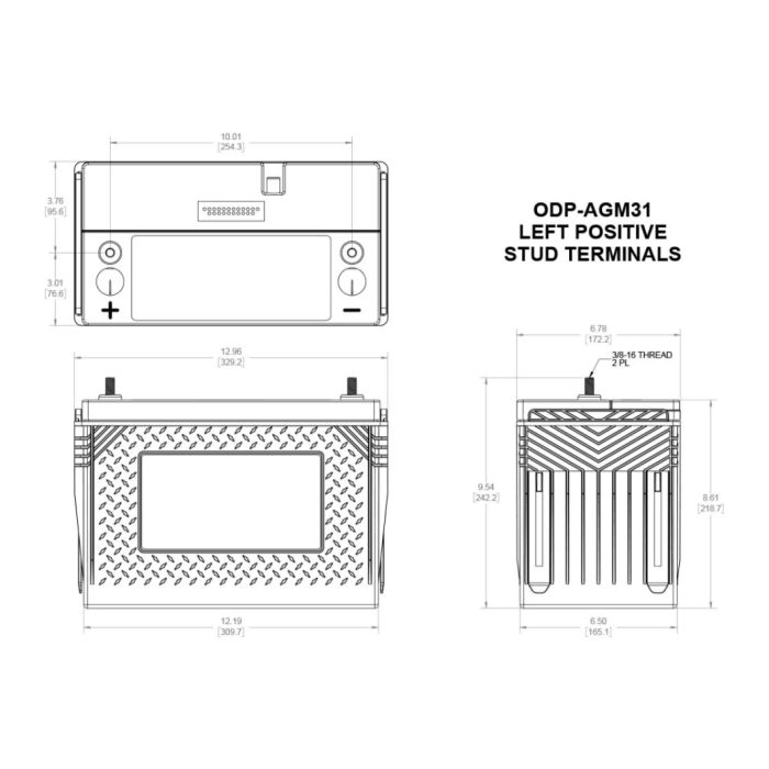 Batteria Odyssey Odp-agm31 (ex 31-925s) Agm Performace Auto 100 Ah.