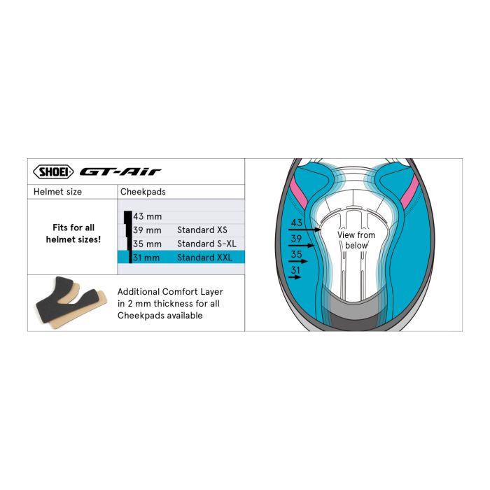 Shoei Type-f Guanciali  31 (gt-air)