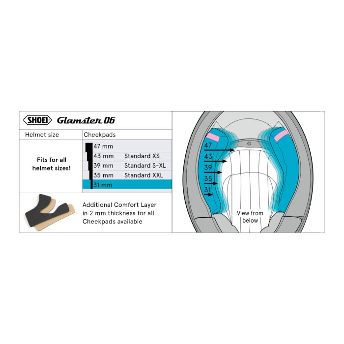 Guanciali Shoei Per Casco Glamster35 (standard Xxl)