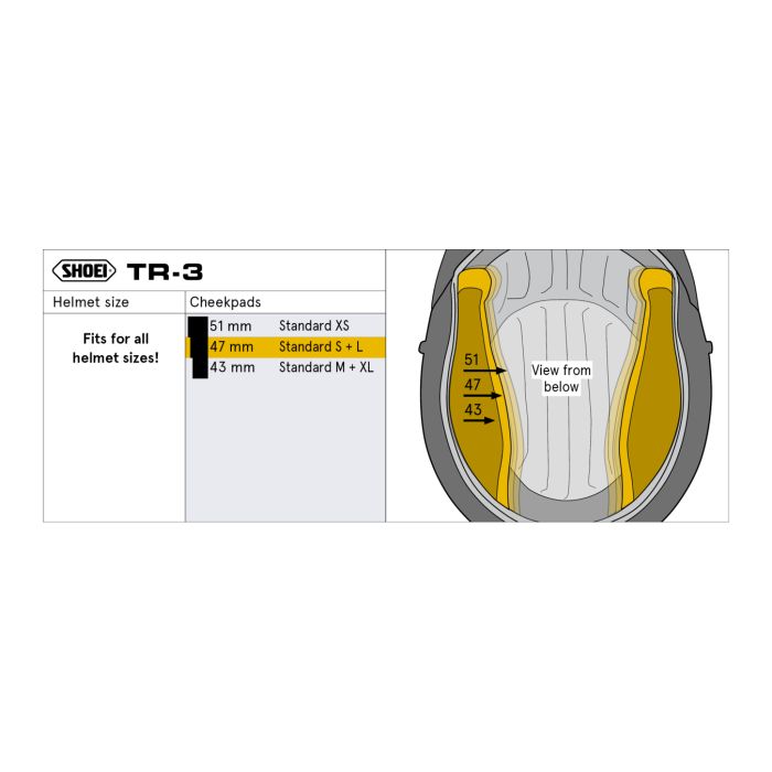Guanciali 51 Shoei Per Casco Tr-3 Tg. Xs