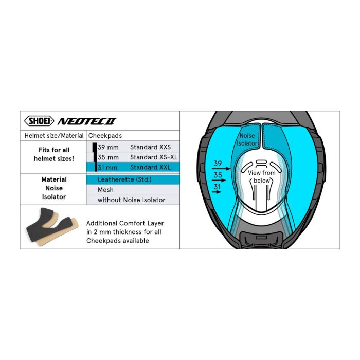Guanciali Shoei Per Casco Type-l31 (con Noise Isolator Pelle)