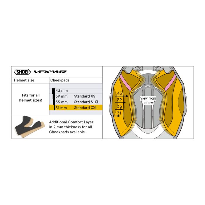 Shoei Type-m Ceeck Pad 31 Vfx-wr