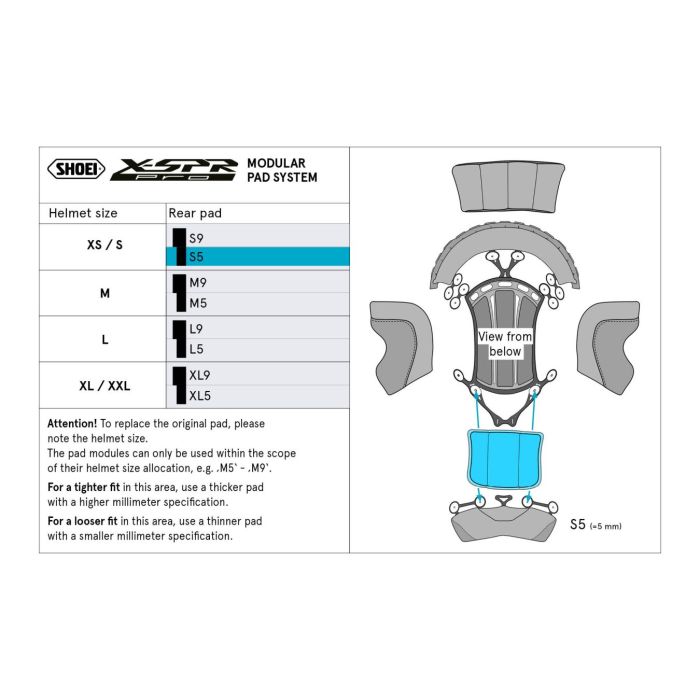 Shoei Type-p Calotta Interna Rear L9 (x-spro Pro)