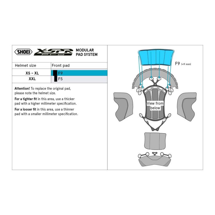 Shoei Type-p Calotta Interna Front F9 (x-spro Pro)