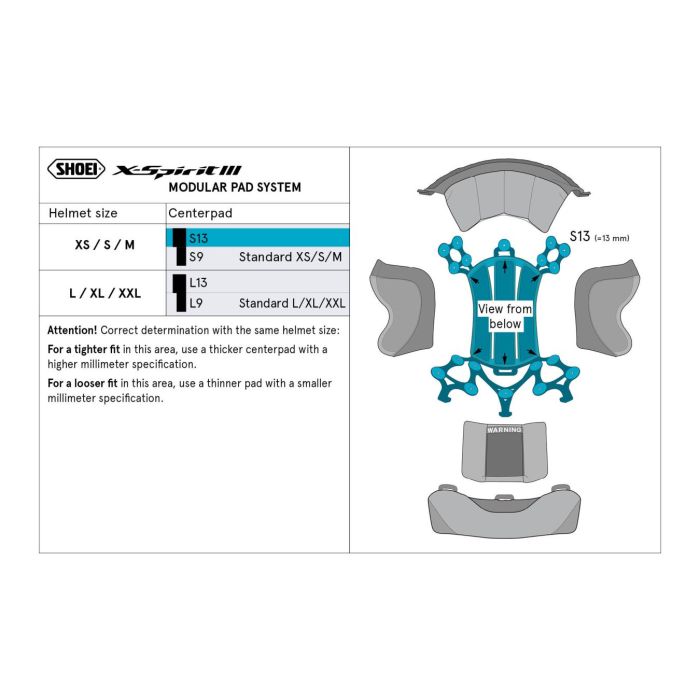 Shoei Type-i Calotta Interna Top Xs-s S13