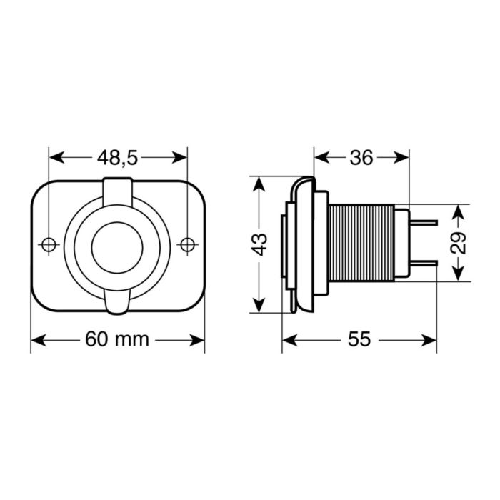 Dual USB Ext8 12/24V socket