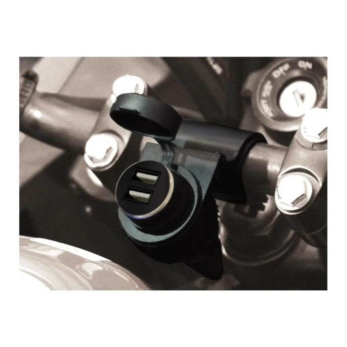 Prise allume-cigare + 2 entrées double guidon USB P12USB