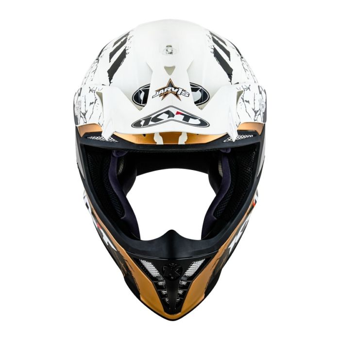 Casco Off-road Kyt Skyhawk R2r Jarvis Edition White/gold
