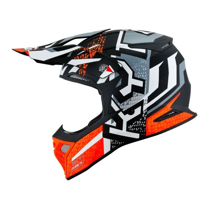 Casco Off-road Kyt Skyhawk Hyperflow Matt Grey Orange