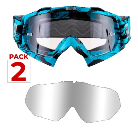 Maschera Cross Extreme 730x Azzura + 1 Visiera Specchio