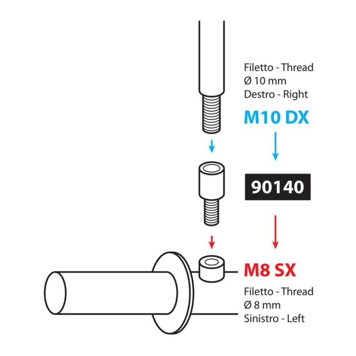 Adatattatore.mirror von M10 R. bis M8 L.