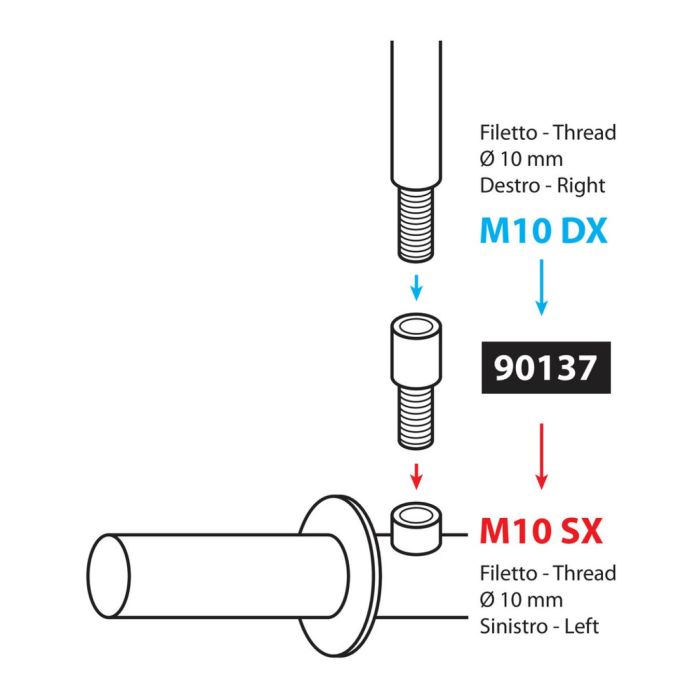Lampa adaptador para retrovisores de moto de M10 R. a M10 Sx