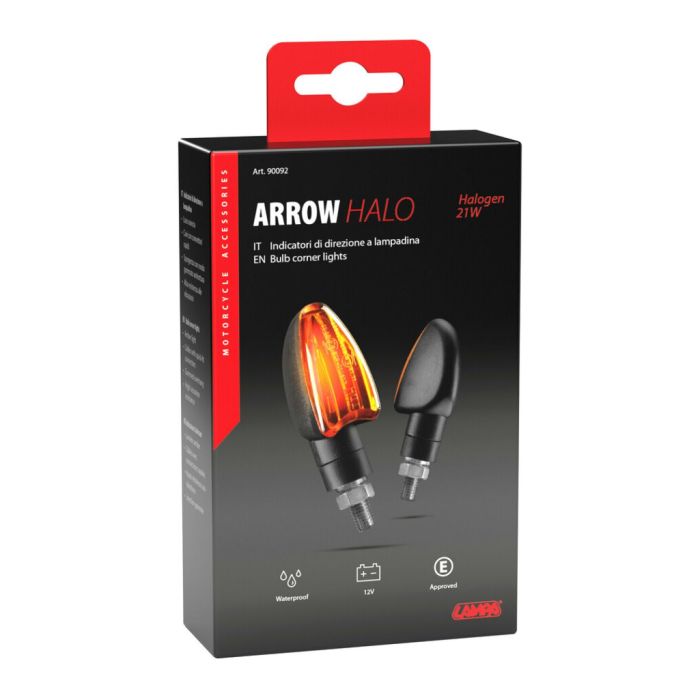 Coppia Frecce Lampa Arrow Nere Vetro Arancio