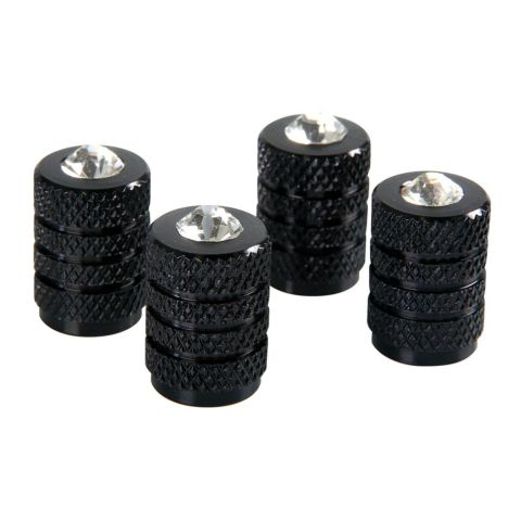 Set of 4 Black Valve Covers + Crystals