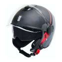 Casco Jet Oj Viaggio Grey/red Stripe