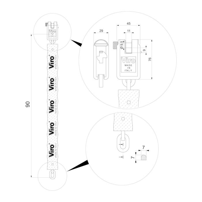 Catena Viro Supermorso 7 Mm X 90 Cm