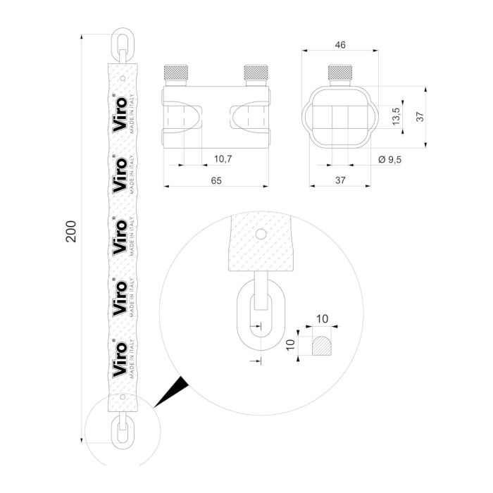 Catena Viro Con Lucchetto Maglia Quadra10mm X 200cm