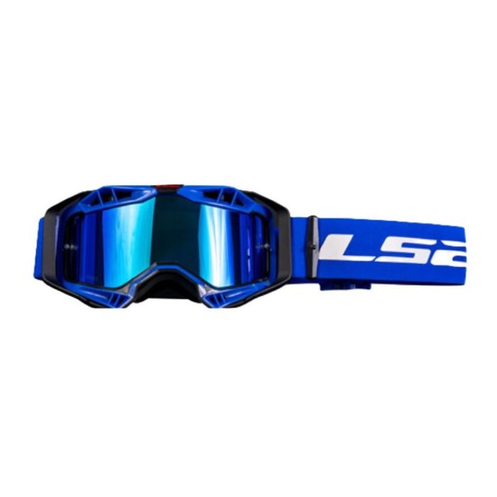 Ls2 Aura Pro Goggle Black Blue With Iridium Visor