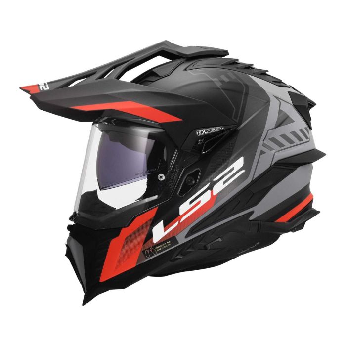 Casco Adventure Ls2 Mx701 Explorer Hexa 06 Black Red Grey